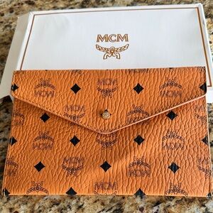 MCM Orange Logo Envelope Pouch